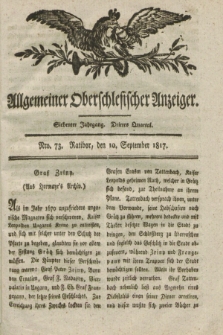 Allgemeiner Oberschlesischer Anzeiger. Jg.7, Quartal 3, Nro. 73 (10 September 1817)