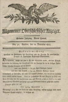 Allgemeiner Oberschlesischer Anzeiger. Jg.7, Quartal 4, Nro. 91 (12 November 1817)