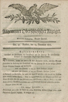 Allgemeiner Oberschlesischer Anzeiger. Jg.7, Quartal 4, Nro. 92 (15 November 1817)