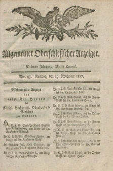 Allgemeiner Oberschlesischer Anzeiger. Jg.7, Quartal 4, Nro. 93 (19 November 1817)