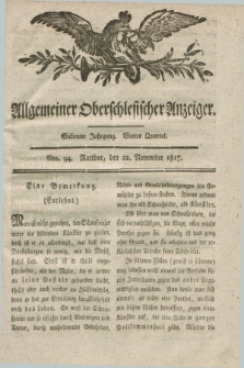 Allgemeiner Oberschlesischer Anzeiger. Jg.7, Quartal 4, Nro. 94 (22 November 1817)