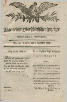 Allgemeiner Oberschlesischer Anzeiger. Jg.7, Quartal 4, Nro. 97 (3 December 1817)