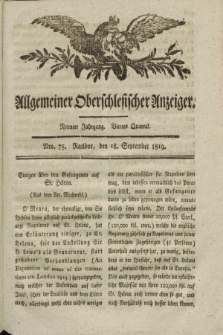 Allgemeiner Oberschlesischer Anzeiger. Jg.9, Quartal 3, Nro. 75 (18 September 1819) + dod.