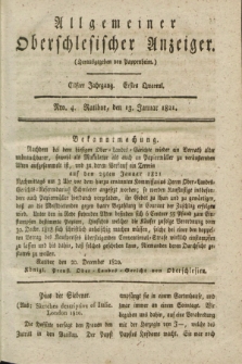 Allgemeiner Oberschlesischer Anzeiger. Jg.11, Quartal 1, Nro. 4 (13 Januar 1821) + dod.