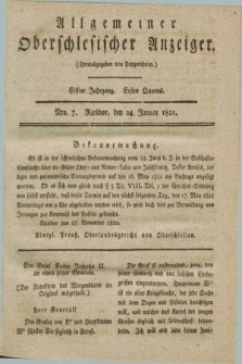 Allgemeiner Oberschlesischer Anzeiger. Jg.11, Quartal 1, Nro. 7 (24 Januar 1821)