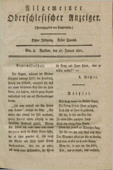Allgemeiner Oberschlesischer Anzeiger. Jg.11, Quartal 1, Nro. 8 (27 Januar 1821) + dod.