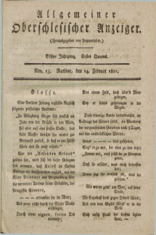 Allgemeiner Oberschlesischer Anzeiger. Jg.11, Quartal 1, Nro. 13 (14 Februar 1821)