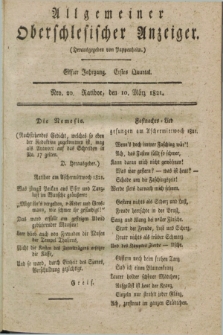 Allgemeiner Oberschlesischer Anzeiger. Jg.11, Quartal 1, Nro. 20 (10 März 1821) + dod.