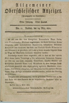 Allgemeiner Oberschlesischer Anzeiger. Jg.11, Quartal 1, Nro. 21 (14 März 1821)