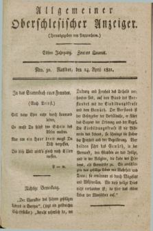 Allgemeiner Oberschlesischer Anzeiger. Jg.11, Quartal 2, Nro. 30 (14 April 1821)