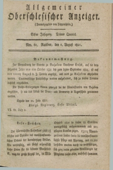 Allgemeiner Oberschlesischer Anzeiger. Jg.11, Quartal 3, Nro. 61 (1 August 1821)