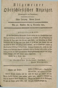 Allgemeiner Oberschlesischer Anzeiger. Jg.11, Quartal 4, Nro. 91 (14 November 1821)