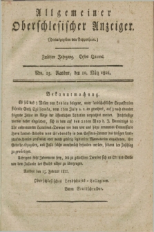 Allgemeiner Oberschlesischer Anzeiger. Jg.12, Quartal 1, Nro. 23 (20 März 1822)