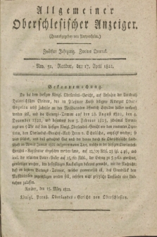 Allgemeiner Oberschlesischer Anzeiger. Jg.12, Quartal 2, Nro. 31 (17 April 1822)