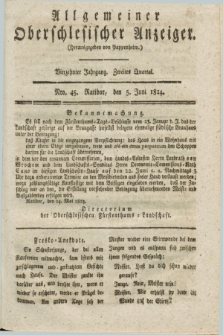 Allgemeiner Oberschlesischer Anzeiger. Jg.14, Quartal 2, Nro. 45 (5 Juni 1824)
