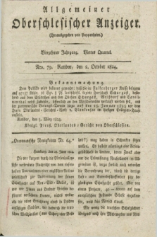 Allgemeiner Oberschlesischer Anzeiger. Jg.14, Quartal 4, Nro. 79 (2 October 1824)