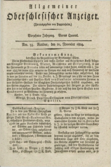 Allgemeiner Oberschlesischer Anzeiger. Jg.14, Quartal 4, Nro. 93 (20 November 1824)
