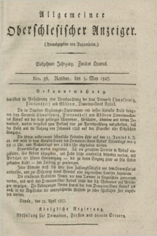 Allgemeiner Oberschlesischer Anzeiger. Jg.17, Quartal 2, Nro. 36 (5 May 1827)