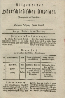 Allgemeiner Oberschlesischer Anzeiger. Jg.17, Quartal 2, Nro. 47 (13 Juny 1827)