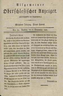 Allgemeiner Oberschlesischer Anzeiger. Jg.17, Quartal 3, Nro. 72 (8 September 1827)