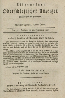 Allgemeiner Oberschlesischer Anzeiger. Jg.17, Quartal 3, Nro. 78 (29 September 1827)