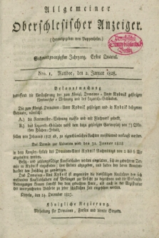 Allgemeiner Oberschlesischer Anzeiger. Jg.26, Quartal 1, Nro. 1 (2 Januar 1828)