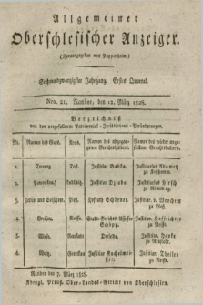 Allgemeiner Oberschlesischer Anzeiger. Jg.26, Quartal 1, Nro. 21 (12 März 1828)