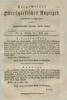 Allgemeiner Oberschlesischer Anzeiger. Jg.26, Quartal 2, Nro. 28 (5 April 1828)