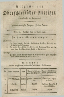 Allgemeiner Oberschlesischer Anzeiger. Jg.26, Quartal 2, Nro. 31 (16 April 1828)