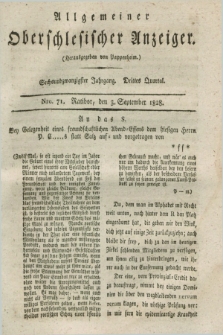 Allgemeiner Oberschlesischer Anzeiger. Jg.26, Quartal 3, Nro. 71 (3 September 1828) + dod.