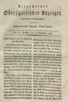 Allgemeiner Oberschlesischer Anzeiger. Jg.26, Quartal 3, Nro. 74 (13 September 1828)