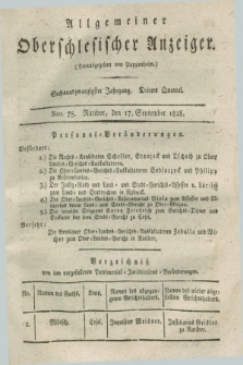 Allgemeiner Oberschlesischer Anzeiger. Jg.26, Quartal 3, Nro. 75 (17 September 1828)