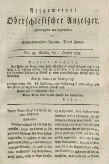 Allgemeiner Oberschlesischer Anzeiger. Jg.26, Quartal 4, Nro. 79 (1 October 1828)