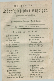 Allgemeiner Oberschlesischer Anzeiger. Jg.26, Quartal 4, Nro. 85 (22 October 1828)