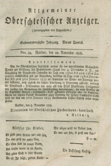 Allgemeiner Oberschlesischer Anzeiger. Jg.26, Quartal 4, Nro. 94 (22 November 1828)