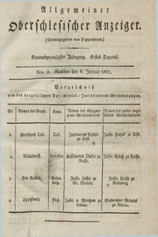 Allgemeiner Oberschlesischer Anzeiger. Jg.29, Quartal 1, Nro. 3 (8 Januar 1831)
