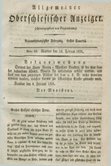 Allgemeiner Oberschlesischer Anzeiger. Jg.29, Quartal 1, Nro. 13 (12 Februar 1831)