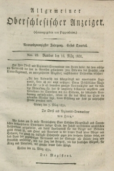 Allgemeiner Oberschlesischer Anzeiger. Jg.29, Quartal 1, Nro. 22 (16 März 1831)
