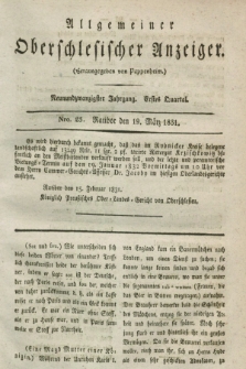 Allgemeiner Oberschlesischer Anzeiger. Jg.29, Quartal 1, Nro. 23 (19 März 1831)