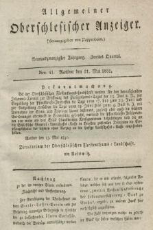 Allgemeiner Oberschlesischer Anzeiger. Jg.29, Quartal 2, Nro. 41 (21 Mai 1831)