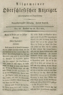 Allgemeiner Oberschlesischer Anzeiger. Jg.29, Quartal 2, Nro. 43 (28 Mai 1831)