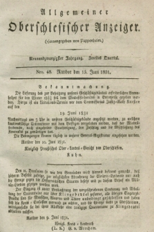 Allgemeiner Oberschlesischer Anzeiger. Jg. 29, Quartal 2, Nro. 48 (15 Juni 1831)
