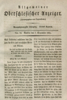 Allgemeiner Oberschlesischer Anzeiger. Jg.29, Quartal 3, Nro. 72 (7 September 1831)