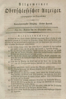 Allgemeiner Oberschlesischer Anzeiger. Jg.29, Quartal 3, Nro. 73 (10 September 1831)