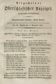 Allgemeiner Oberschlesischer Anzeiger. Jg.29, Quartal 4, Nro. 88 (2 November 1831)
