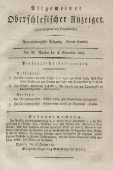 Allgemeiner Oberschlesischer Anzeiger. Jg.29, Quartal 4, Nro. 89 (5 November 1831)