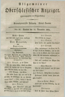 Allgemeiner Oberschlesischer Anzeiger. Jg.29, Quartal 4, Nro. 91 (12 November 1831)