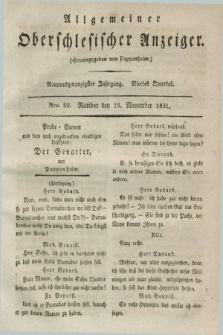Allgemeiner Oberschlesischer Anzeiger. Jg.29, Quartal 4, Nro. 92 (16 November 1831)
