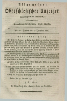 Allgemeiner Oberschlesischer Anzeiger. Jg.29, Quartal 4, Nro. 97 (2 December 1831)