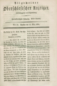 Allgemeiner Oberschlesischer Anzeiger. Jg.32, Quartal 1, Nro. 21 (12 März 1834)